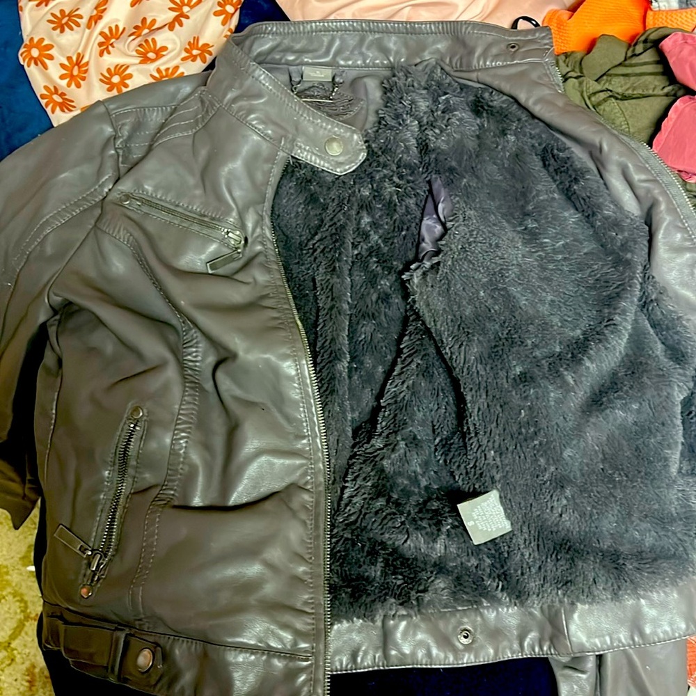 Joujou jacket faux leather size small gently used